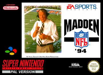 Madden NFL '94 (Europe) box cover front